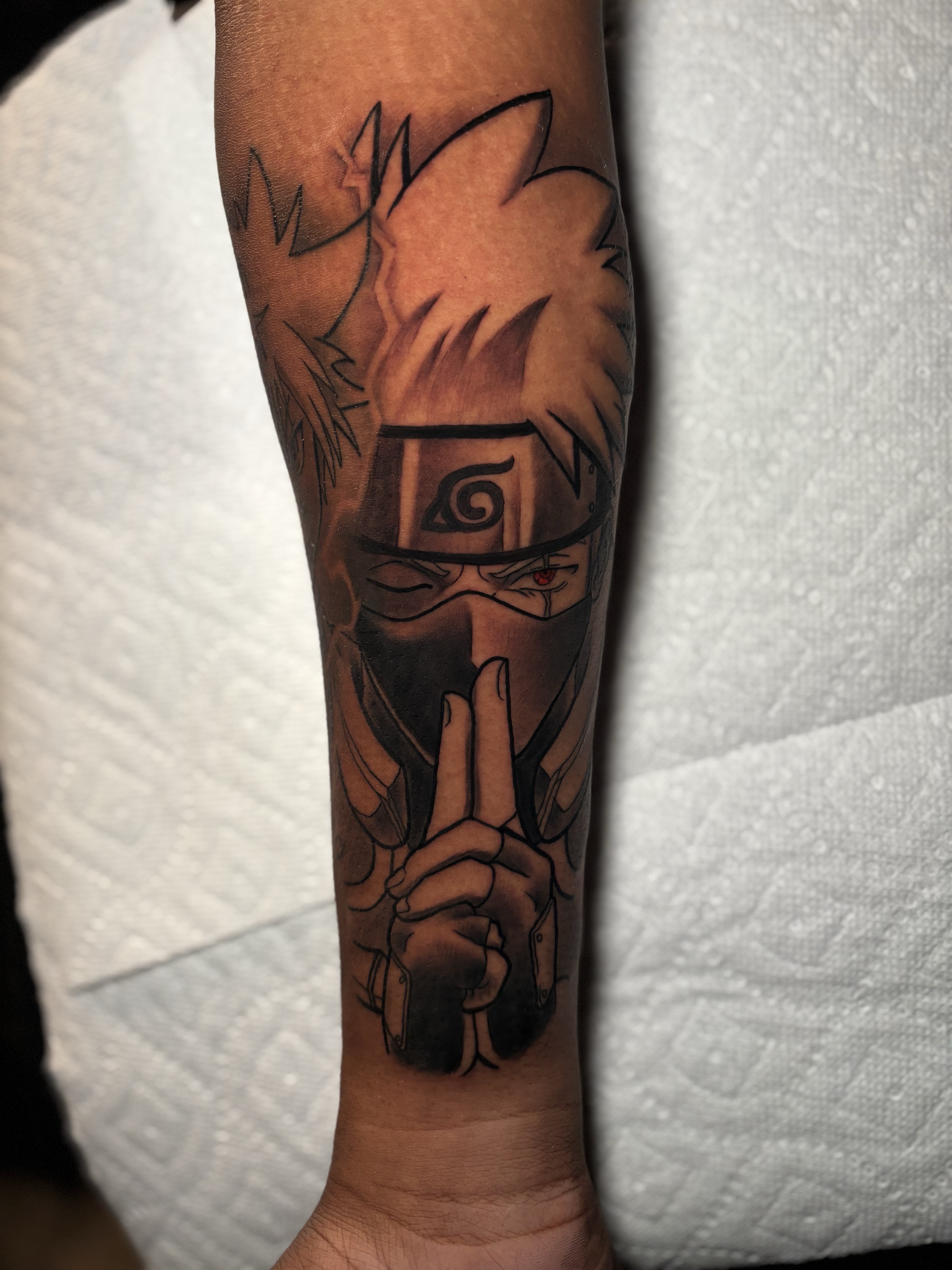Naruto Kakashi anime forearm tattoo