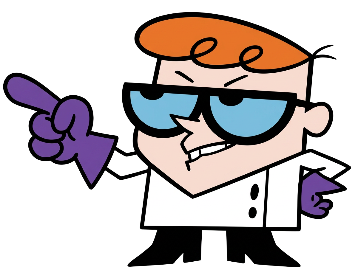 Cartoon character pointing at the full portfolio link