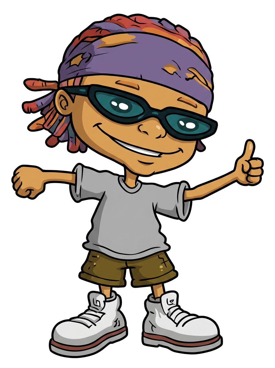 Cartoon skater pointing at the start booking button